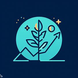 a tree. a moon. an arrow indicating growth.